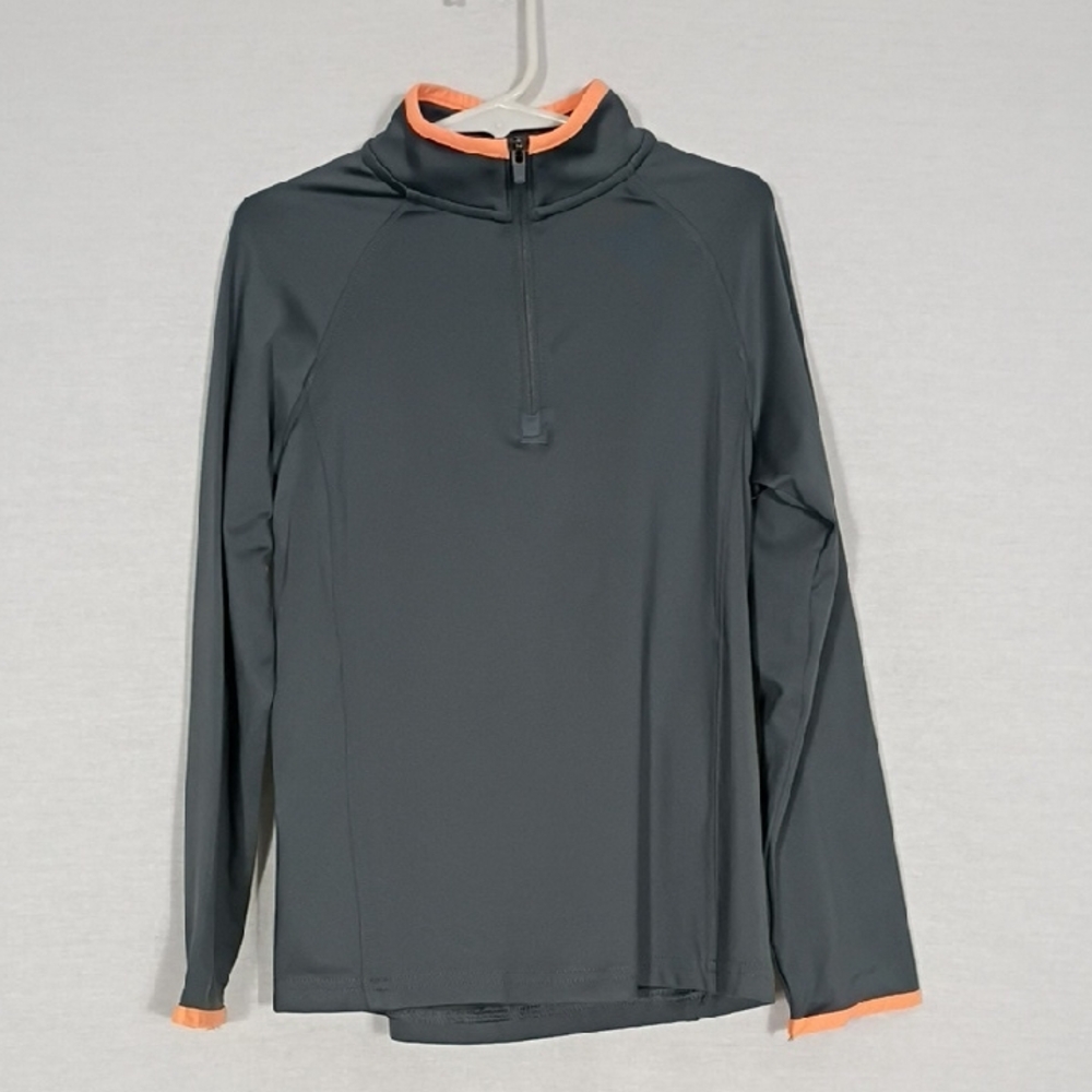 NWT Under Armour Pitch Grey T2 Green Long Sleeve Golf Shirt Boys Size Small Upf